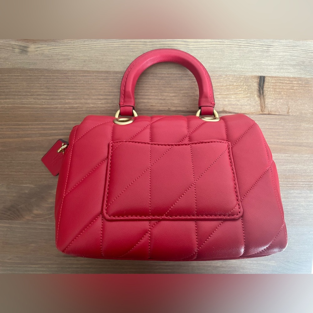 Coach Tabby Top Handle Bag with Quilting Candy Apple Red - Picture 4 of 9